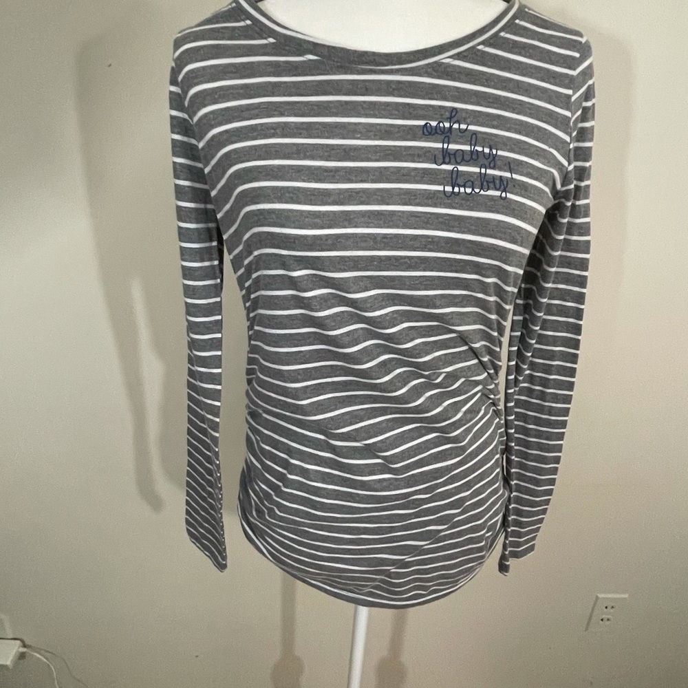 Motherhood Maternity sz sm gray/white stripe